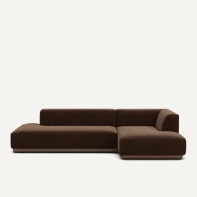 Rechter hoekbank XL in chenille fluweel, Jacopo