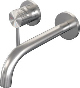 Brauer Stripe inbouw wastafelkraan ColdStart met gebogen uitloop en rozetten model A2 RVS geborsteld PVD