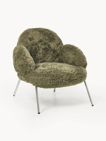 Cocktailfauteuil Luan van imitatiebont met metalen poten