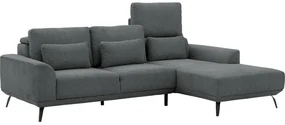 Goossens Excellent Bank Princess Met Elektrisch Uitschuifbaar Zitvlak antraciet, stof, 2,5-zits, elegant chic met chaise longue rechts