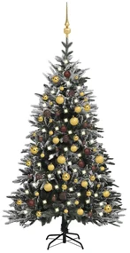 vidaXL Kunstkerstboom met LED's, kerstballen en sneeuw 150 cm PVC PE
