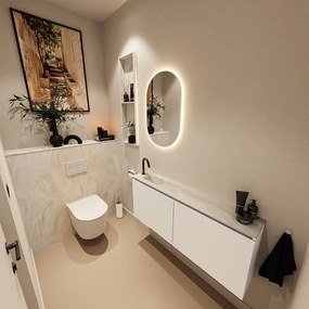 Mondiaz Ture DLux toiletmeubel 120cm talc met wastafel ostra links met kraangat