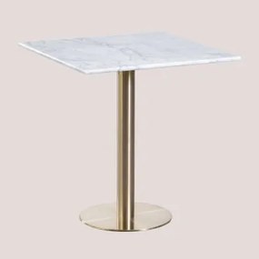 Cosmopolitan Vierkante Marmeren Bartafel Wit Marmer & ↔︎ 70 Cm & Champagne Goud - Sklum