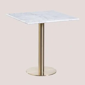 Cosmopolitan Vierkante Marmeren Bartafel Wit Marmer Guangxi & ↔︎ 70 Cm & Champagne Goud - Sklum