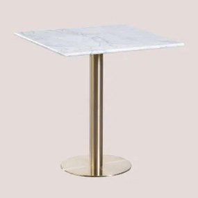 Vierkante Bartafel In Marmer Cosmopolitan Wit & ↔︎ 70 Cm & Champagne Goud - Sklum