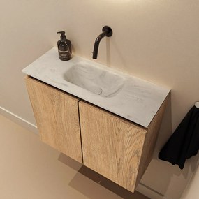 Mondiaz Ture DLux toiletmeubel 60cm washed oak met wastafel opalo midden zonder kraangat