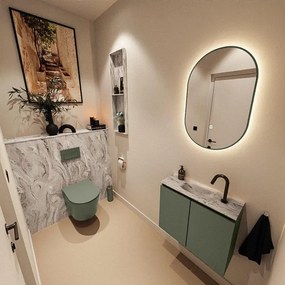 MONDIAZ TURE-DLUX 60cm toiletmeubel Army. EDEN wastafel Glace positie midden. Met 1 kraangat. TUREDX60ARMM1GLA