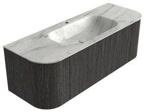 Mondiaz Kurve-dlux 130cm badmeubel ronding links/rechts shadow met 1 lade en 2 deuren en wastafel big small midden 1 kraangat opalo