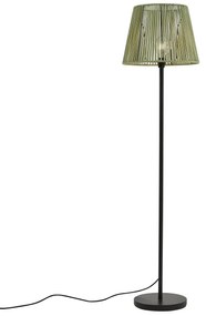 Buiten vloerlamp zwart met kap groen touw IP44 - VirginiaJapandi E27 IP44 Buitenverlichting rond