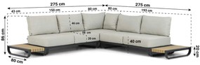 Hoek loungeset 5 personen Aluminium Grijs  Lifestyle Garden Furniture Venice