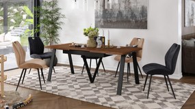 AVERY Doubs-noten/onderkant zwart - LOFT/INDUSTRIËLE TAFEL VOOR WOONKAMER/EETKAMER UITKLAPBAAR TOT 330 cm!