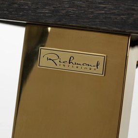Richmond Interiors Blackbone Gold Zwarte Visgraat Bartafel Met Goud - 160 X 80cm.