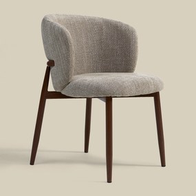 Walnoot Eetkamerstoel Met Ronde Rug Beige