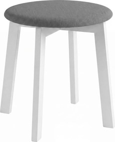 Mazzoni ZOI Grijs (stof Storm 97)/wit beuken onderstel - RONDE GESTOFFEERDE KRUK VOOR KEUKEN/WOONKAMER
