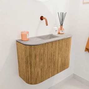Mondiaz Joya DLux 65cm toiletmeubel ronding links/rechts oak met wastafel faye midden zonder kraangat glace