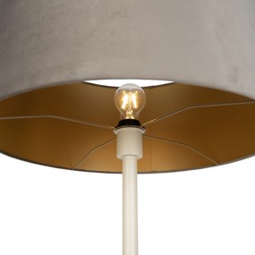 Japandi vloerlamp beige met kap taupe en gouden binnenkant 50cm - Simplo