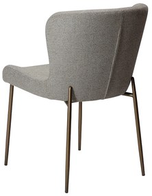Dan-Form Glam Luxe Eetkamerstoel Boucle Grijsbruin En Antique Brass