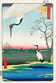 Kunstreproductie Minowa Kanasugi Mikawashima (Japanese Cranes), Utagawa Hiroshige