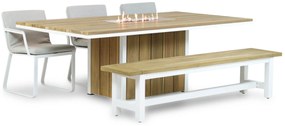 Tuinset 6 personen 220 cm Aluminium/Teak/Aluminium/teak Wit Lifestyle Garden Furniture Estancia/Los