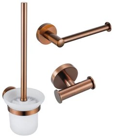Fortifura Calvi Toiletset 3-delig - toiletrolhouder zonder klep - toiletborstel - handdoekhaak dubbel rond - Geborsteld koper PVD (Koper) SW970050 SW970052 SW1211596