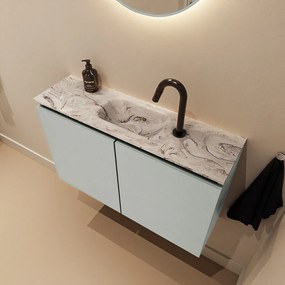 Mondiaz Ture DLux toiletmeubel 80cm greey met wastafel glace midden met kraangat