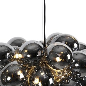 Eettafel / Eetkamer Design hanglamp zwart met smoke glas 8-lichts rond - Uvas Art Deco, Design G9 Binnenverlichting Lamp