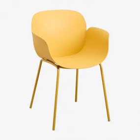 Set Van 4 Eetkamerstoelen In Polypropyleen En Ijzer Lynette Geel Albero - Sklum