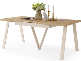 AVERY Eikenhout Artisan/onderkant beige - LOFT/INDUSTRIËLE TAFEL VOOR WOONKAMER / EETKAMER UITKLAPBAAR TOT 290 cm!