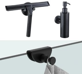 Fortifura accessoireset - glaswisser - zeepdispenser - handdoekhaak - mat zwart SW1211581/SW1111567/SW1152335
