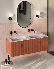 Muebles Raya badmeubel ribbelfront 120cm terracotta met witte wastafel zonder kraangat