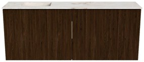 Mondiaz Joya DLux 100cm toiletmeubel walnut met wastafel faye links zonder kraangat frappe
