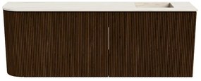 Mondiaz Joya DLux 110cm toiletmeubel ronding links walnut met wastafel faye rechts zonder kraangat meli