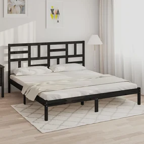 vidaXL Bedframe massief hout zwart 200x200 cm