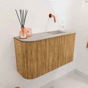 Mondiaz Joya DLux 70cm toiletmeubel ronding links oak met wastafel faye rechts zonder kraangat glace