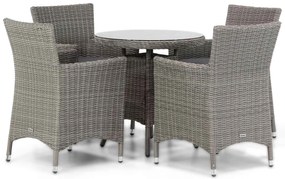 Tuinset Ronde Tuintafel 4 personen 70 cm Wicker Grijs Garden Collections Dublin/Bolton
