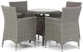 Tuinset Ronde Tuintafel 4 personen 70 cm Wicker Grijs Garden Collections Dublin/Bolton