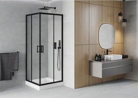 Mexen Rio vierkante douchecabine 70 x 70 cm, transparant, zwart + douchebak, wit - 860-070-070-70-00-4510