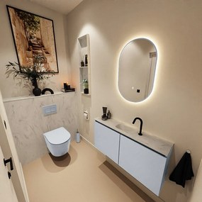 Mondiaz Ture DLux toiletmeubel 100cm clay met wastafel opalo midden met kraangat