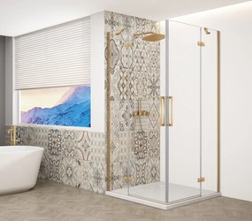 Gelco Trinity douchecabine met hoekinstap 100x80cm helder glas goud