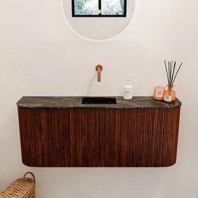 Mondiaz Joya DLux 105cm toiletmeubel ronding links/rechts ruby met wastafel faye midden zonder kraangat lava