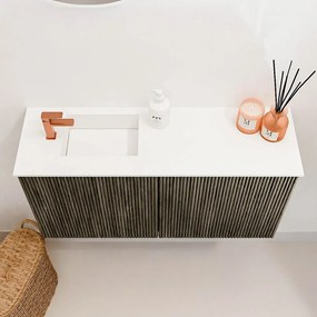 Mondiaz Joya 80cm toiletmeubel shadow met wastafel faye links 1 kraangat talc