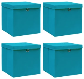 vidaXL Opbergboxen met deksels 4 st 32x32x32 cm stof babyblauw