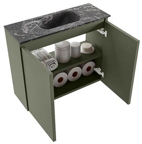 Mondiaz Ture DLux toiletmeubel 60cm army met wastafel lava midden zonder kraangat