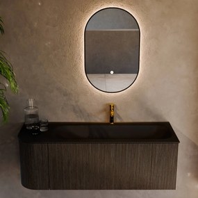 Mondiaz Kurve 125cm badmeubel ronding links shadow met 1 lade en deur en wastafel big medium kraangat rechts urban