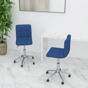 vidaXL Eetkamerstoelen 2 st draaibaar stof blauw