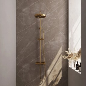 Brauer Stripe opbouw regendouche met 25cm hoofddouche en staafhanddouche messing geborsteld PVD