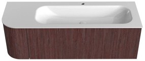 Mondiaz Kurve 135cm badmeubel ronding links ruby met 1 lade en deur en wastafel big medium kraangat rechts