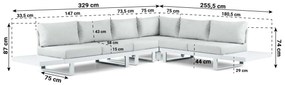 Hoek loungeset 6 personen Aluminium Wit  Lifestyle Garden Furniture Lorenzo