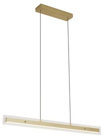 Moderne hanglamp messing met helder glas incl. LED easylift - Catch