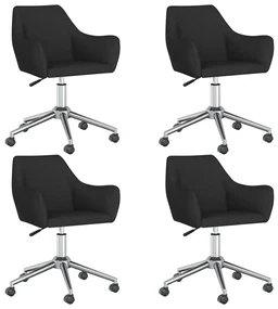 vidaXL Eetkamerstoelen draaibaar 4 st stof zwart